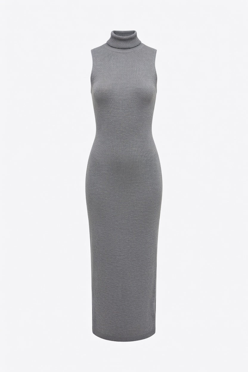 Minimalist Long Knit Turtleneck Dress – Natty Polly