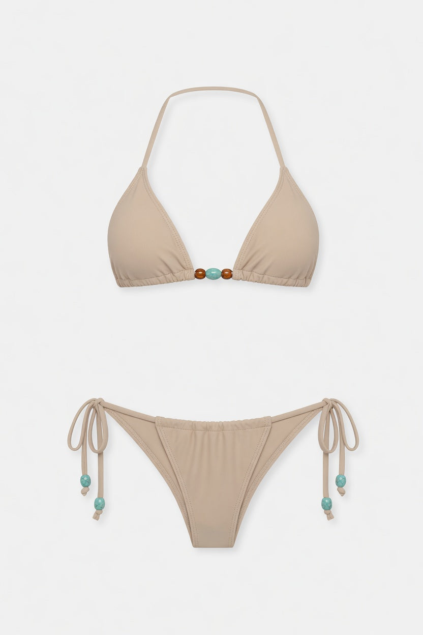 Bikini Beige con Perlas