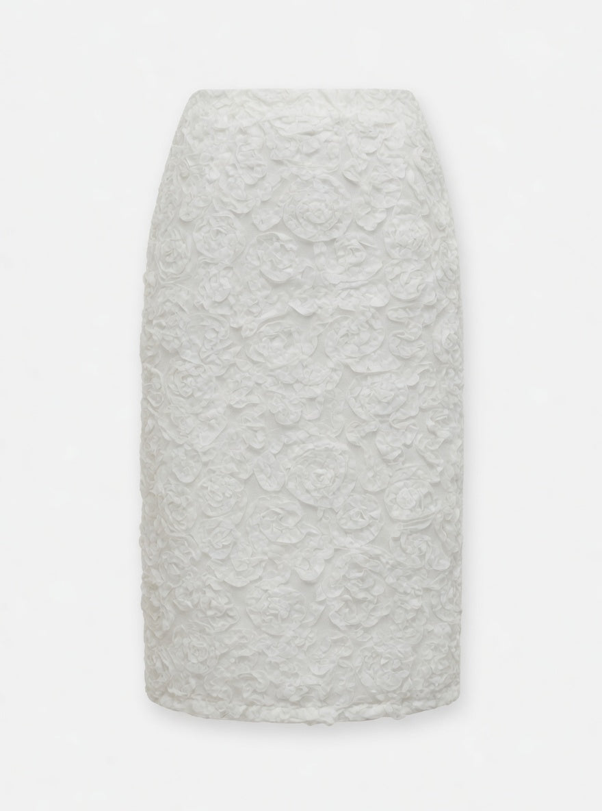 White Skirt with 3D Roses from Natty Polly