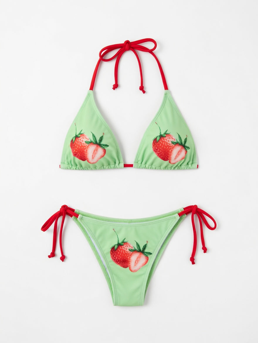 Bikini con estampado de fresas