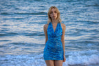 Vestido mini con escote pronunciado y adornos de lentejuelas