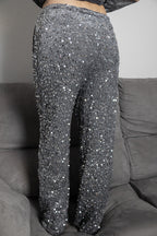 Pantalones largos holgados con cordones y lentejuelas