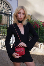 Minibolso acolchado rojo