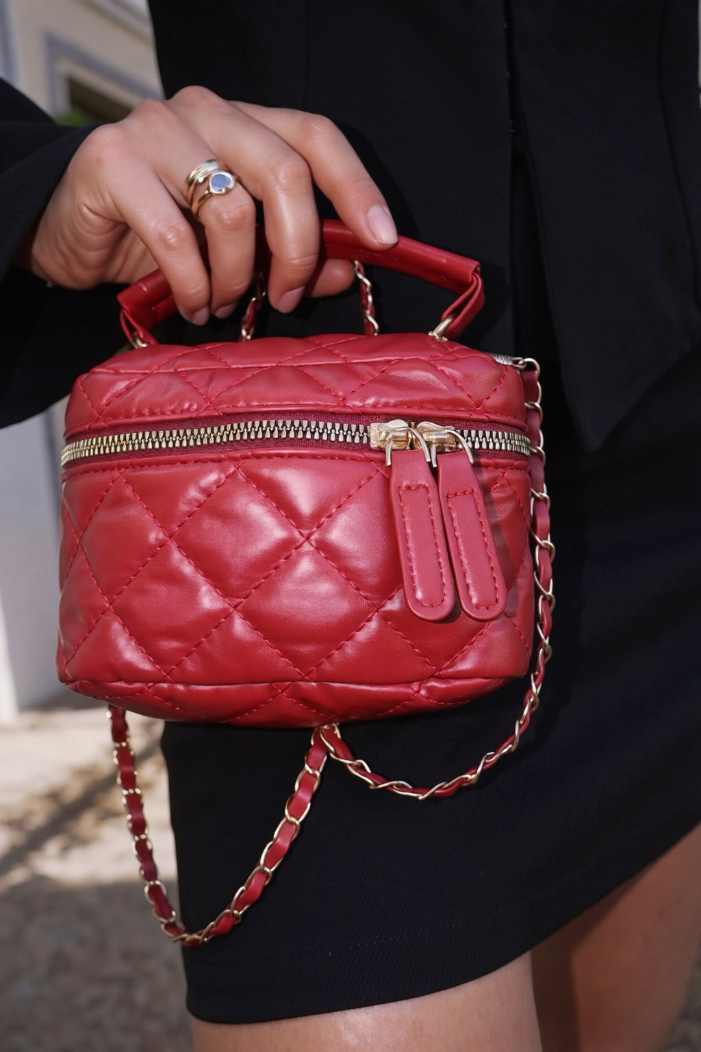 Minibolso acolchado rojo
