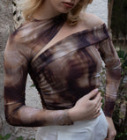 Body de mujer de manga larga con tie-dye asimétrico