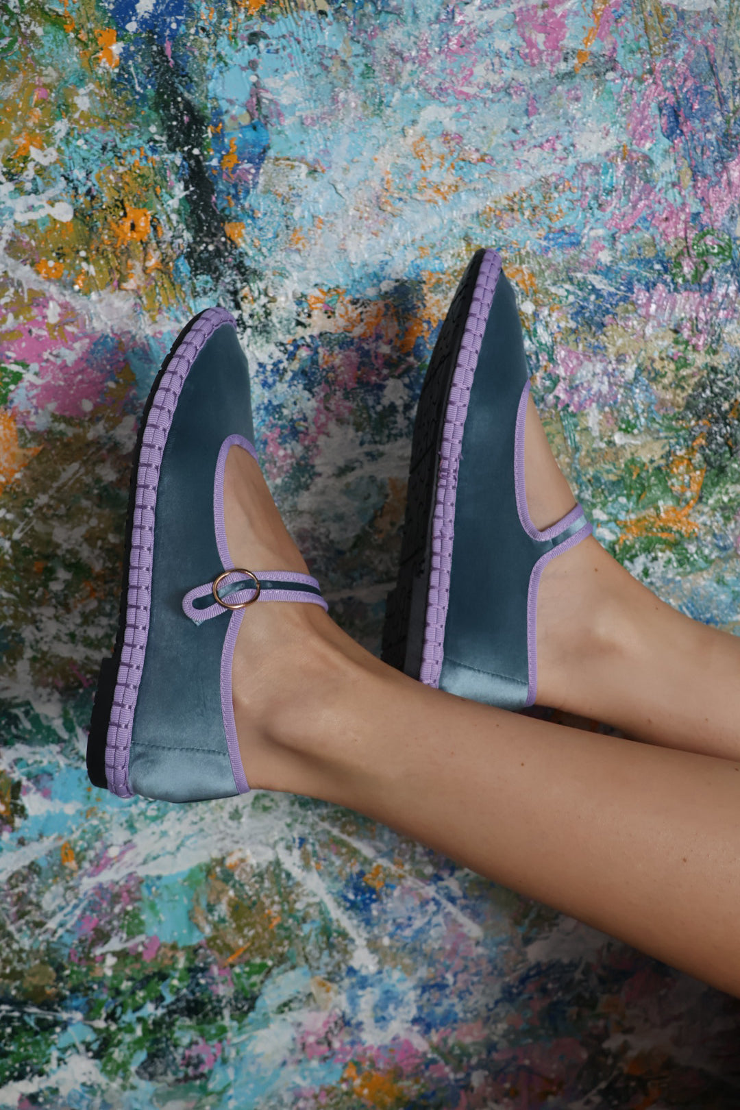 Zapatos Mary Jane de terciopelo turquesa