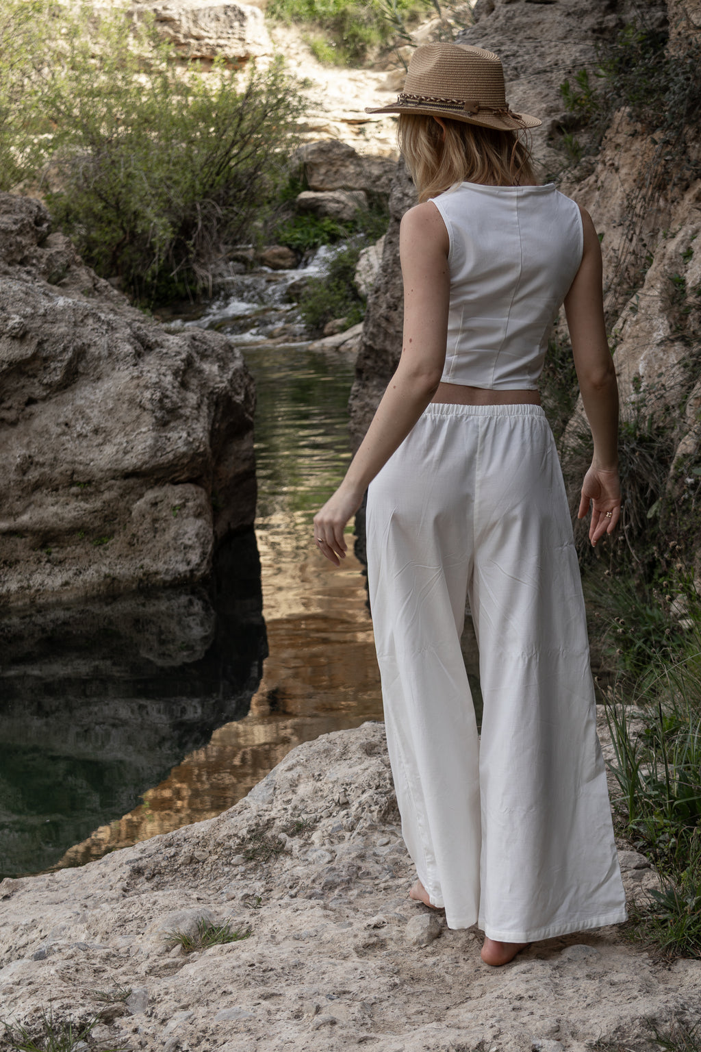 Wide-Leg White Trousers