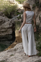 Wide-Leg White Trousers