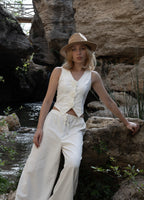 Wide-Leg White Trousers