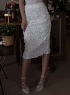 White Skirt with 3D Roses