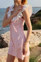 Pink Vichy Plaid Dress with Ruffles