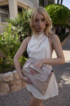 Clutch bag with shoulder strap