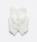White Vest with 3D Roses