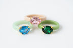 Conjunto de 3 anillos con circonita ovalada
