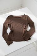 Semi-sheer mesh long-sleeve top