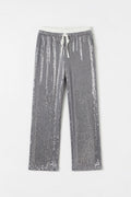 Pantalones largos holgados con cordones y lentejuelas con cintura elástica