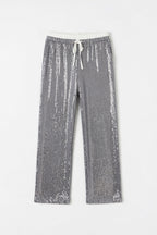 Pantalones largos holgados con cordones y lentejuelas con cintura elástica