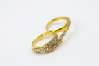 Anillo elegante de doble banda con cristales