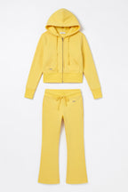 Conjunto de chaqueta con capucha simple y pantalones de yoga ajustados forrados de forro térmico