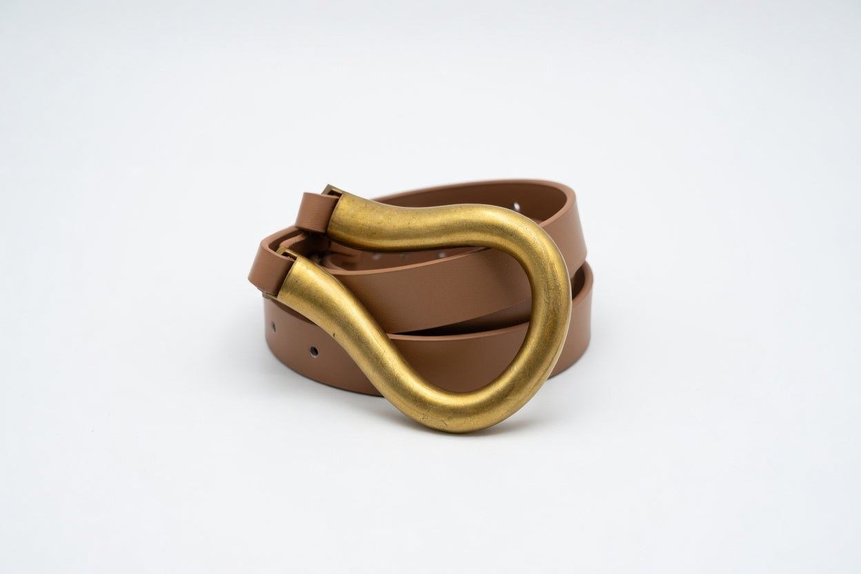 Belt with a Large Gold Buckle