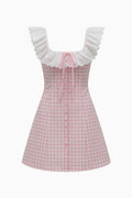 Pink Vichy Plaid Dress with Ruffles