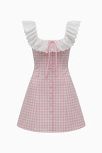 Pink Vichy Plaid Dress with Ruffles
