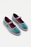 Zapatos Mary Jane de terciopelo turquesa