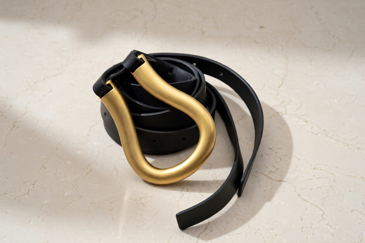 Belt with a Large Gold Buckle