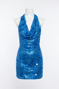 Vestido mini con escote pronunciado y adornos de lentejuelas